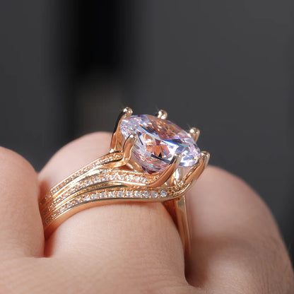 Gorgeous Solitaire 12MM Cubic Zirconia Bridal Gold Brilliant Rings
