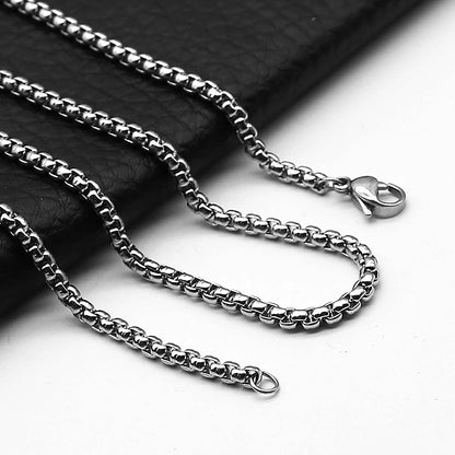 Stainless Steel Chain Round Box Necklace
