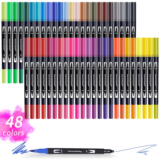 Watercolor Art Markers Brush Pen Dual Tip Fineliner Drawing