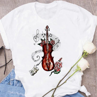Funny Music Art Short Sleeves Black T-shirt
