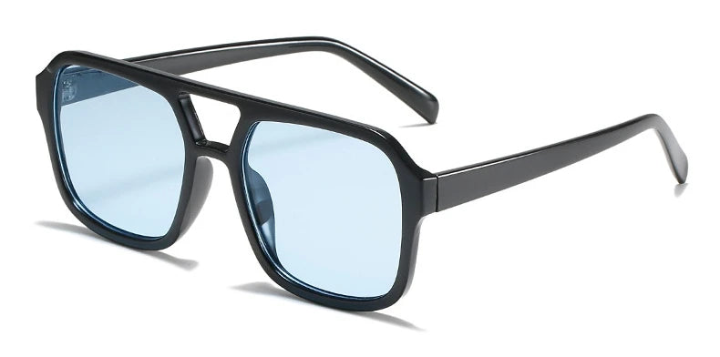 Retro Square Double Beam Yellow Oversized Sunglasses