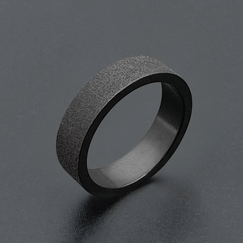 Couple Black Titanium Matte Ring