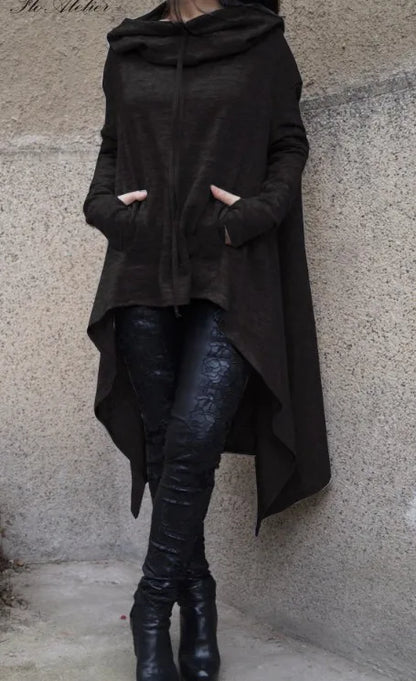 New European and N Pure Color Long Hoodie