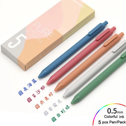 5Pcs/Pack Kaco Gel Pen Kawaii Push Sign Pens with Refill for Gel Pen