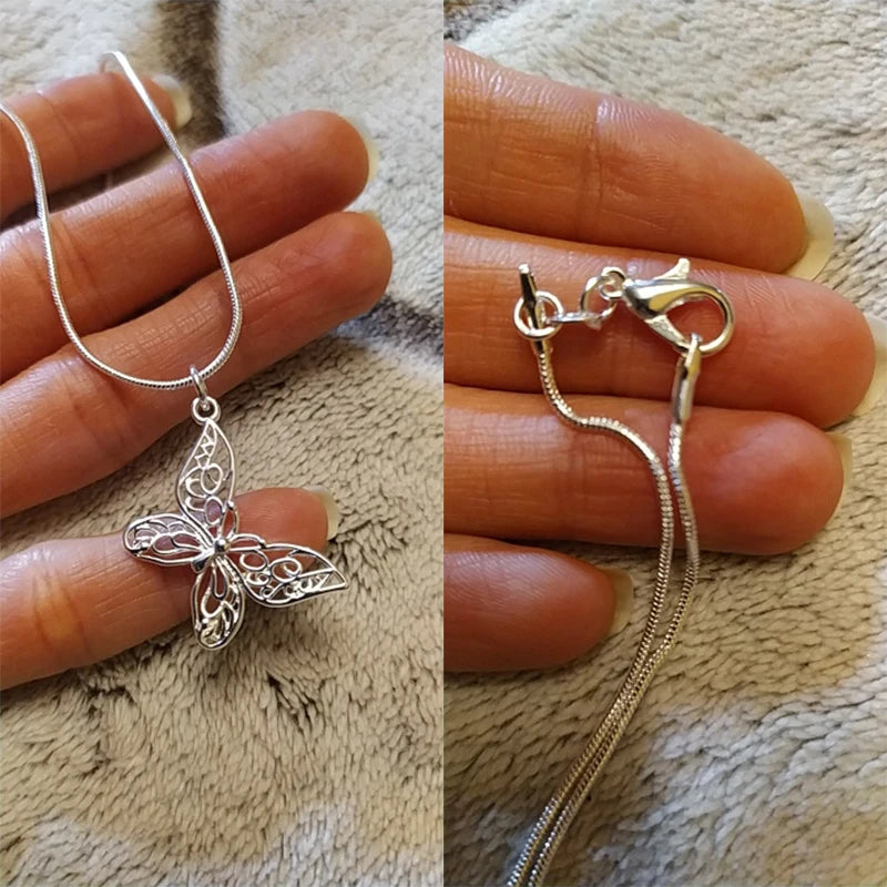 925 Sterling Silver Butterfly Pendant Necklace