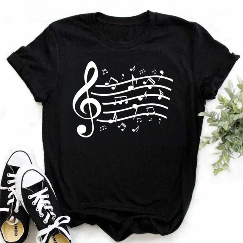 Funny Music Art Short Sleeves Black T-shirt