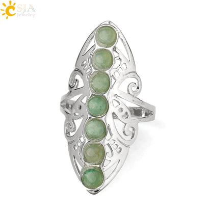 7 Chakra Stone Bead Finger Meditation Healing Point Yoga Ring