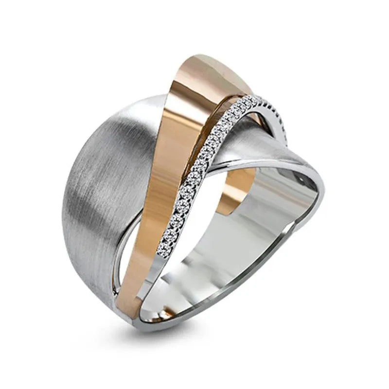 Huitan Smooth Line Micro Paved CZ Stone Mix Rings
