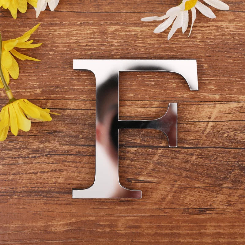 Silver Letter Acrylic 3D Mirror Wall Sticker