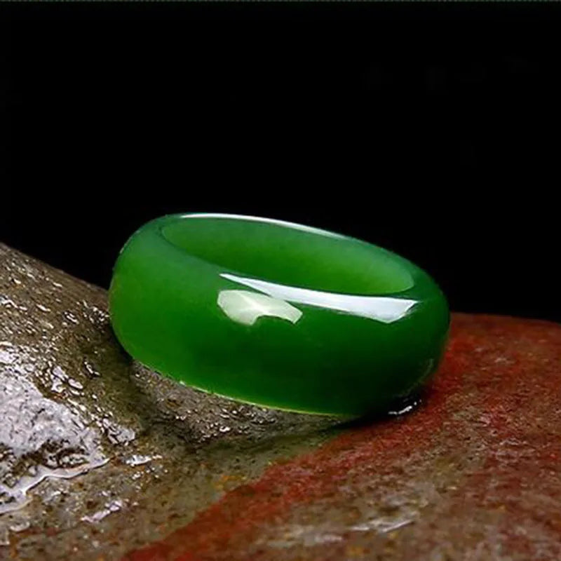 Genuine Green Hetian Jade Natural Stone Rings