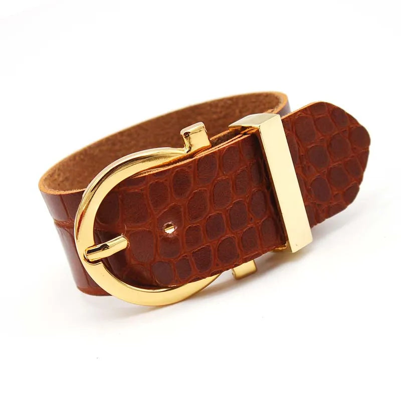 Wide Crack Leather Contracted Joker Bracelet