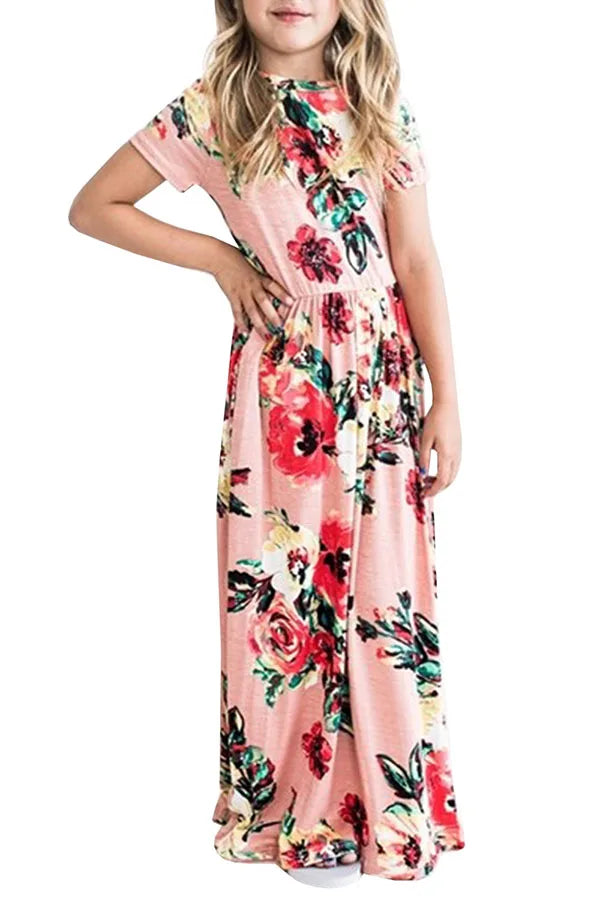 Baby Girl Striped Print Long Dress Toddler Bohemian Flower Dress