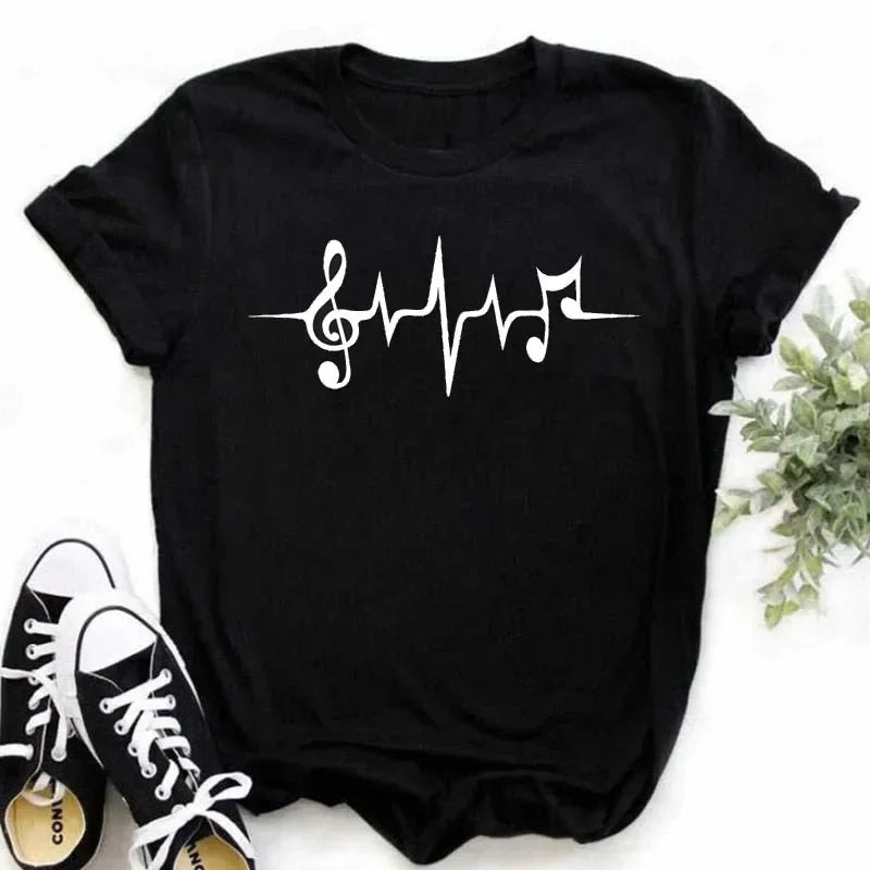 Funny Music Art Short Sleeves Black T-shirt