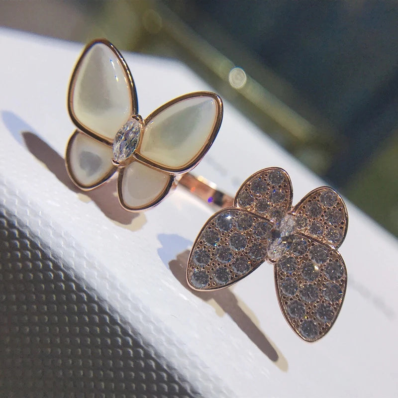 Natural Stone Butterfly Zircon Rings