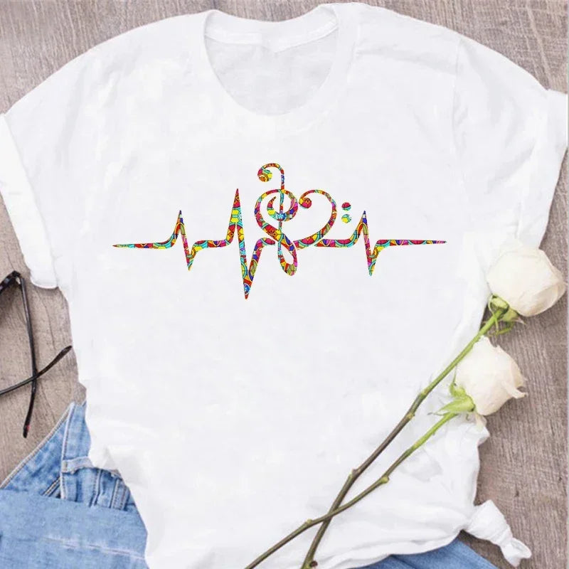 Funny Music Art Short Sleeves Black T-shirt