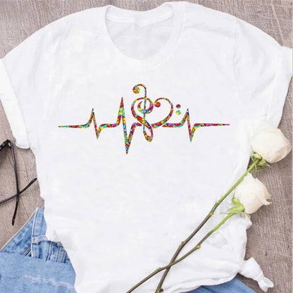Funny Music Art Short Sleeves Black T-shirt