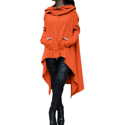 New European and N Pure Color Long Hoodie