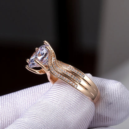Gorgeous Solitaire 12MM Cubic Zirconia Bridal Gold Brilliant Rings