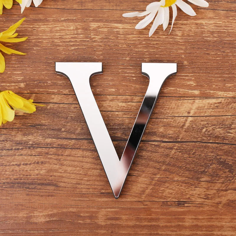 Silver Letter Acrylic 3D Mirror Wall Sticker