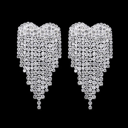 Gold Bridal Drop Simulated Pearl Crystal Statement Earrings