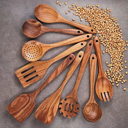 1-9Pcs/set Wooden Kitchen Utensils Set