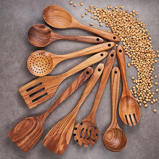 1-9Pcs/set Wooden Kitchen Utensils Set