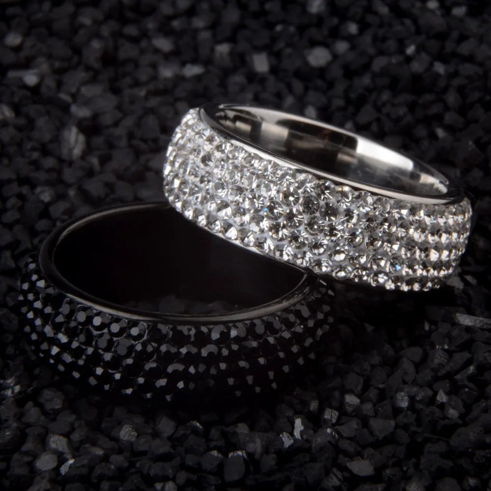 Stainless Steel Crystal Ring