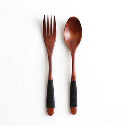 2PCS Natural Wooden Spoon & Fork
