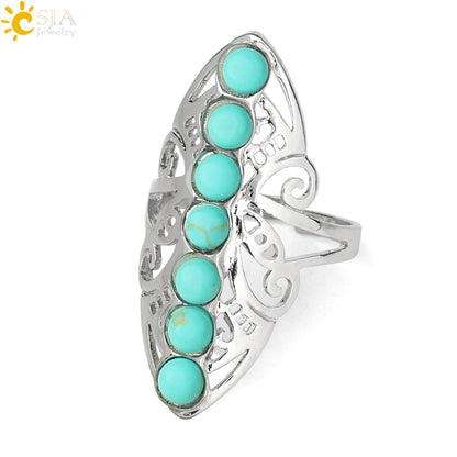 7 Chakra Stone Bead Finger Meditation Healing Point Yoga Ring