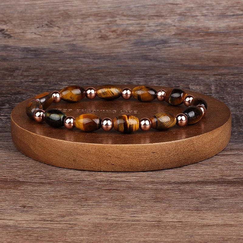 Natural Faceted Tiger Eyes Stone Reiki Bracelets