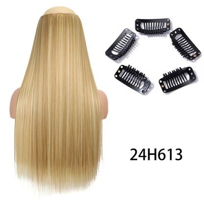 Synthetic Long Straight Clip In One Piece Hair Extension 5 Clips Fake Hair