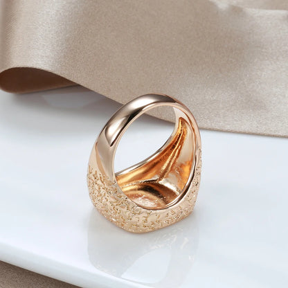 Big Glossy 585 Rose Gold Color Simple Square Ring