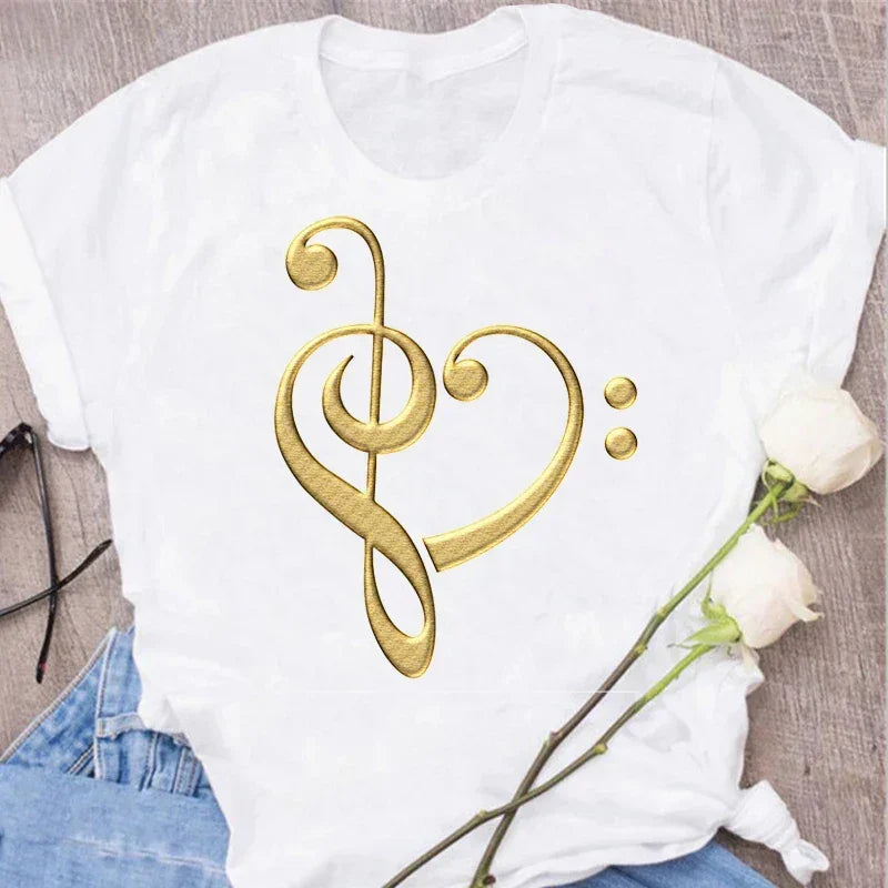 Funny Music Art Short Sleeves Black T-shirt