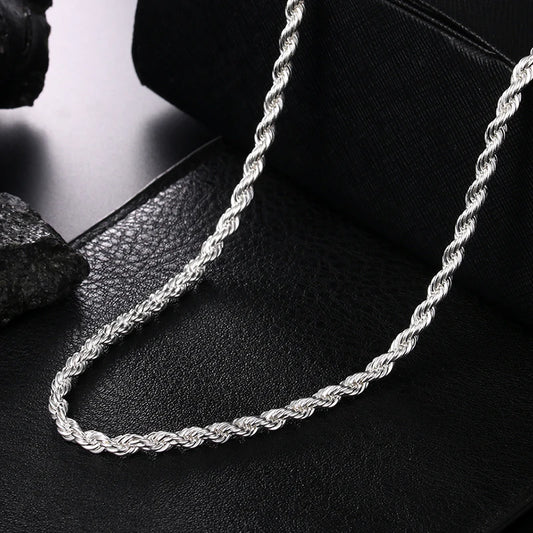 925 Silver 3MM/4MM Twist Necklace Jewelry