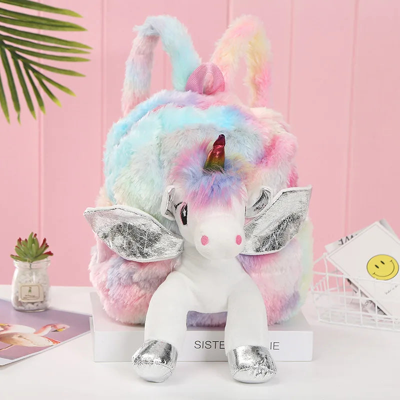Cartoon School Book Bag Cute 3D Fur Backpacks