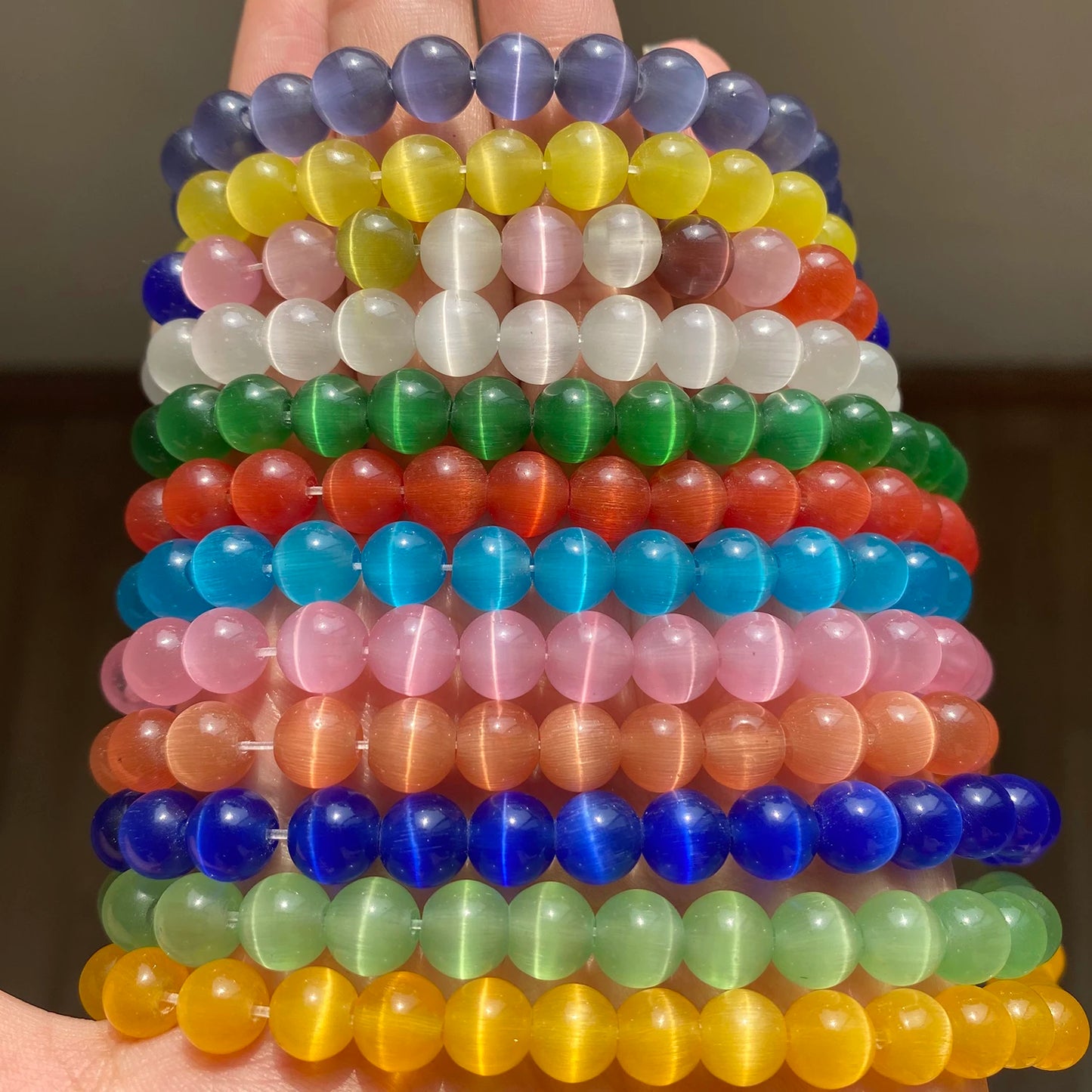 Cat Eye Opal Beads Natural Stone DIY Bracelets