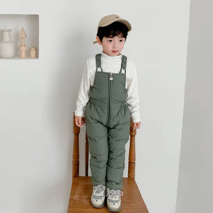 Winter Down Overalls Pants Autumn Thick Warm Ski Down Jumpsuit