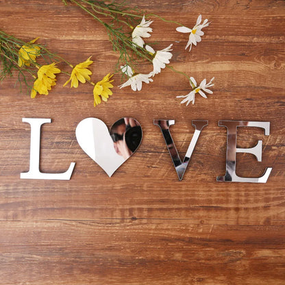 Silver Letter Acrylic 3D Mirror Wall Sticker