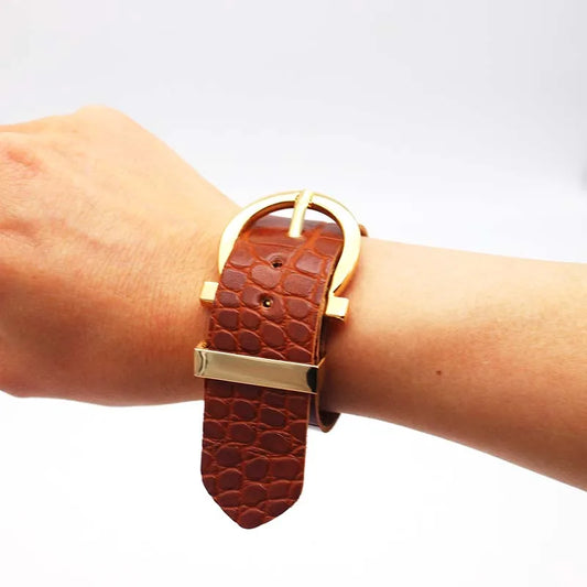Wide Crack Leather Contracted Joker Bracelet