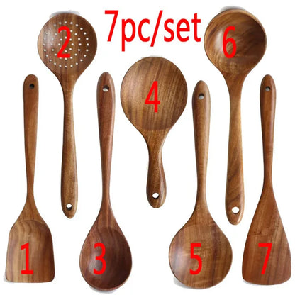 1-9Pcs/set Wooden Kitchen Utensils Set