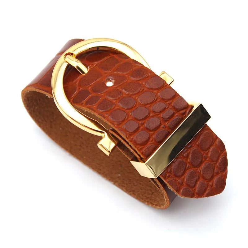 Wide Crack Leather Contracted Joker Bracelet