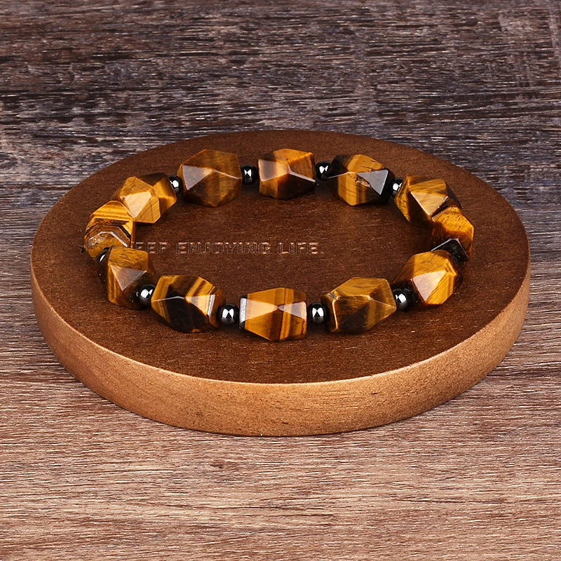 Natural Faceted Tiger Eyes Stone Reiki Bracelets