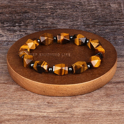 Natural Faceted Tiger Eyes Stone Reiki Bracelets