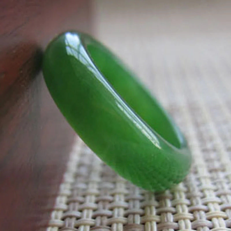Genuine Green Hetian Jade Natural Stone Rings