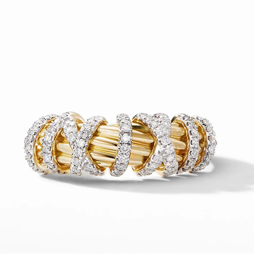 Luxury Hollow Out Cross Cubic Zirconia Gold Silver Rings