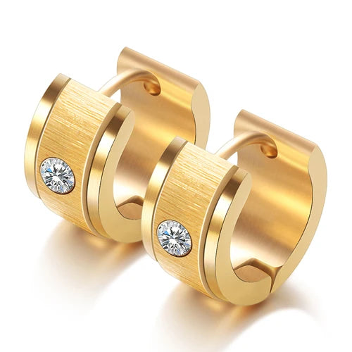Stainless Steel Zircon Crystal hoop Earrings