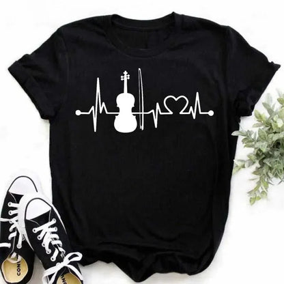 Funny Music Art Short Sleeves Black T-shirt