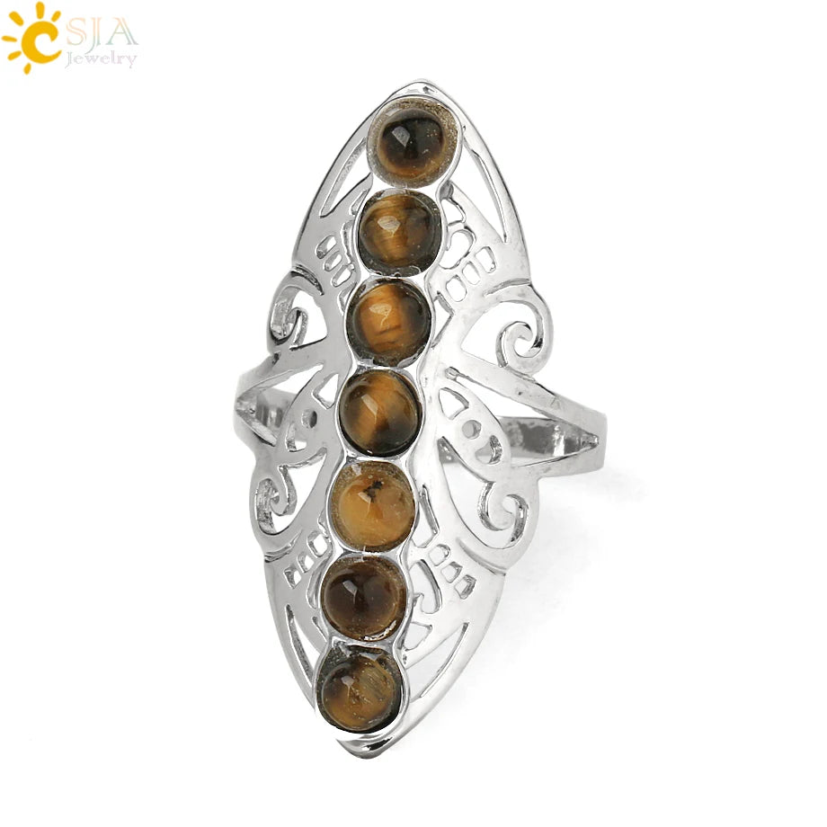7 Chakra Stone Bead Finger Meditation Healing Point Yoga Ring