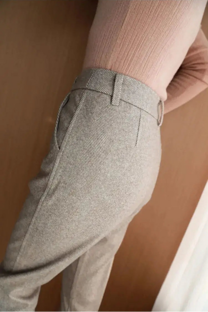 Woolen High Waisted Casual Suit Pants