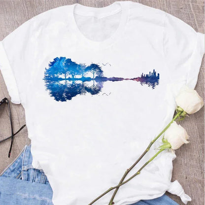 Funny Music Art Short Sleeves Black T-shirt